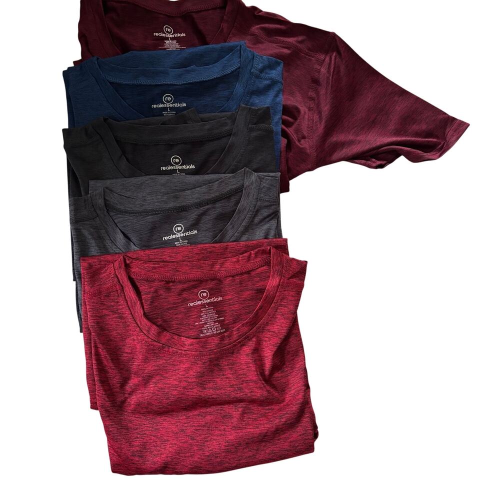 Real Essentials RE 5 Pack Men's Dry Fit Crew Neck Workout T Shirt
